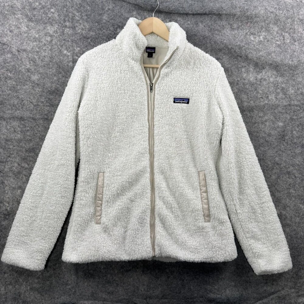 Patagonia Jacket Sweatshirt Womens L Cream Full Zip Sherpa Fleece Outdoor Hiking